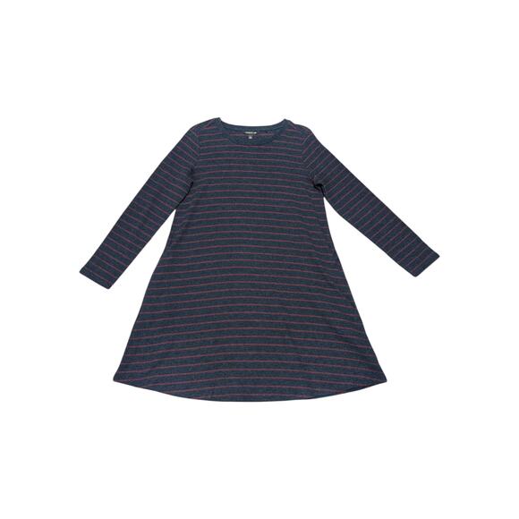 Toad and Co Foothill Long Sleeve Swing Dress Striped Navy Blue Red Womens Large - Picture 1 of 6